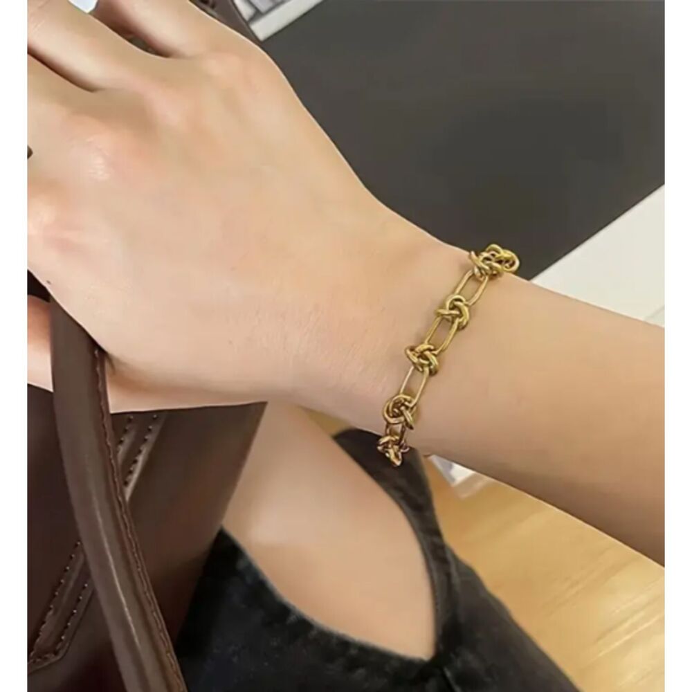 Gold Chain Link Barbed Wire Necklace Ring Set Men Women - Picture 4 of 7